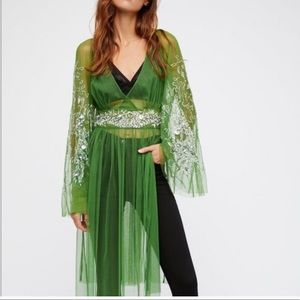RARE NWT Free People Vintage Dreams Tulle Embellished Maxi Top